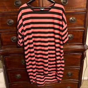 Pink striped Lularoe Irma top L